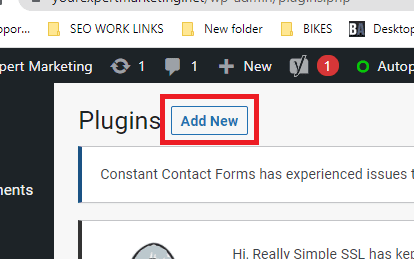 Image of button used to add a new plugin to wordpress
