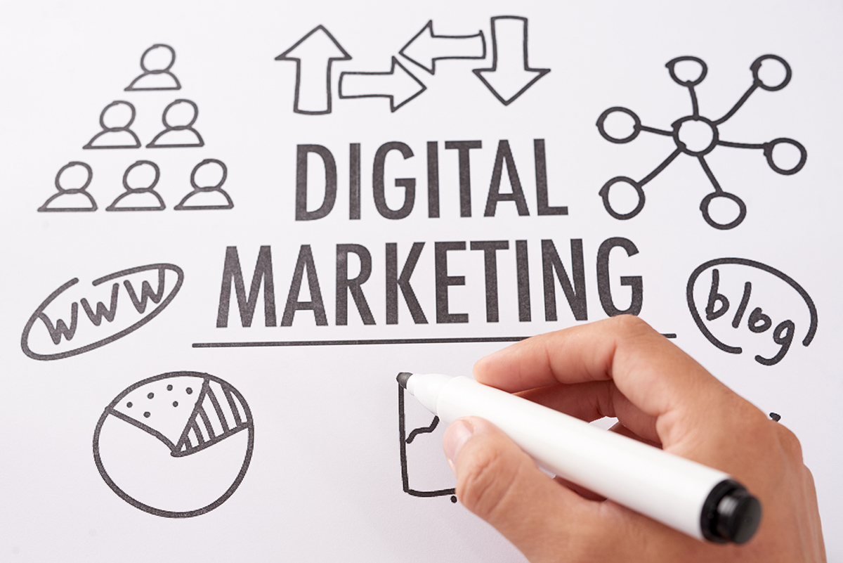 Hand writing Digital Marketing on a white board